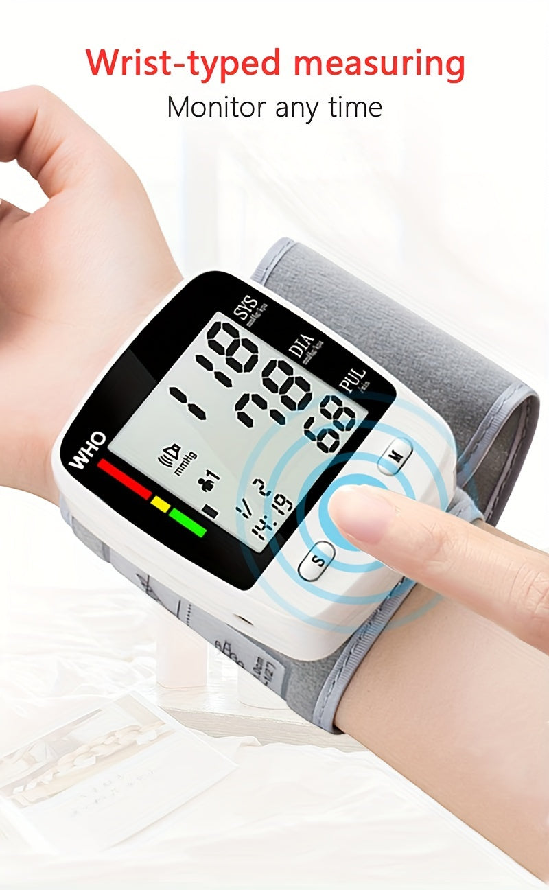 CHANGKUN Premium Wrist Blood Pressure Monitor, USB Rechargeable Automatic BP Wristband Digital Portable Adjustable Blood Pressure Monitoring, Voice Broadcast Heartbeat Reminder Large LCD Display