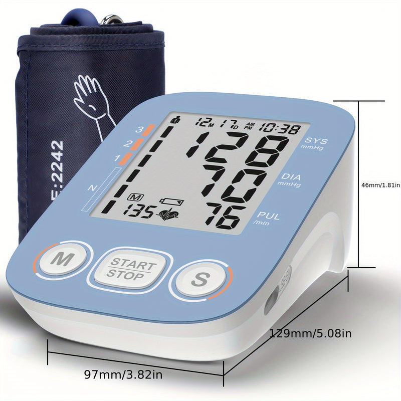 Blood Pressure Monitor For Home Use, Upper Arm Blood Pressure Monitors, BP Machine With 2x199 Reading Memory, Adjustable Arm Cuff 9"-16", Large Display With Light Storage Bag