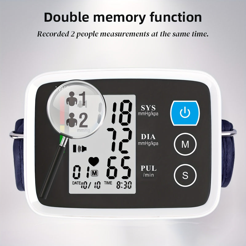 Automatic Upper Arm Blood Pressure Monitor for Adults with Arrhythmia Indicator, Large LED Display, Adjustable Cuff (8.7"-15.7"), Memory Function - Battery Operated (4xAAA Not Included) - CK-A155