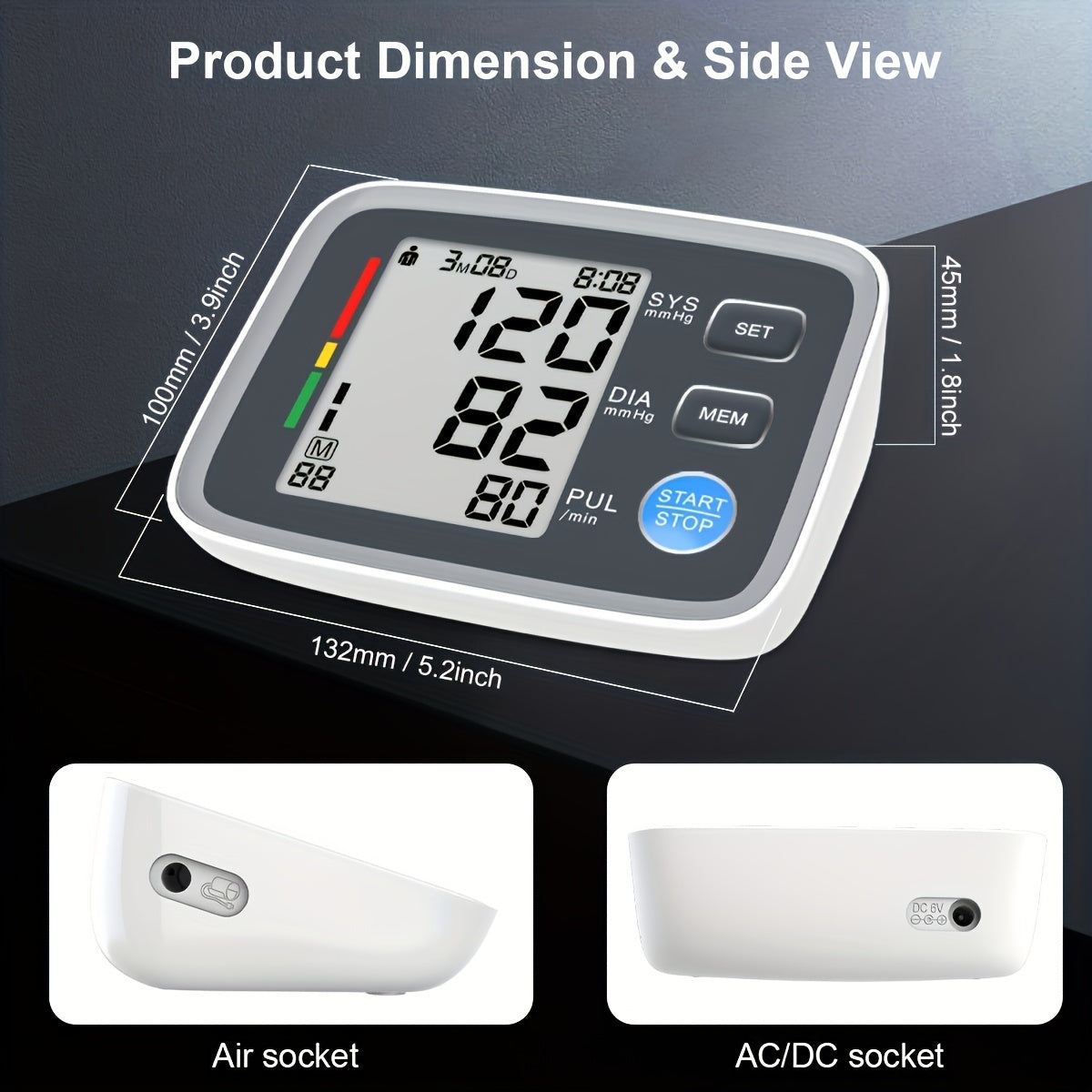 1pc Home Blood Pressure Monitor, Automatic Upper Arm Cuff Digital Blood Pressure Machine With BP Cuff With 8.7-17 Inch Blood Pressure Cuff (Battery Not Included)