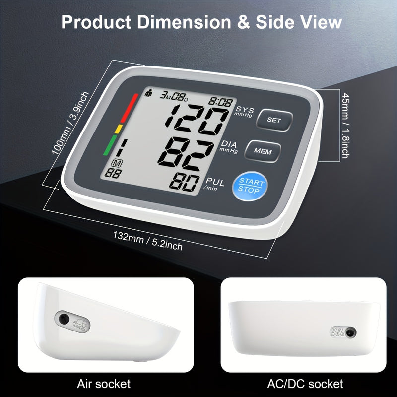1pc Home Blood Pressure Monitor, Automatic Upper Arm Cuff Digital Blood Pressure Machine With BP Cuff With 8.7-17 Inch Blood Pressure Cuff (Battery Not Included)