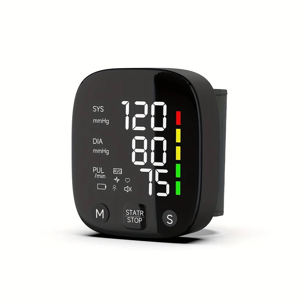 1pc Rechargeable LED Wrist Blood Pressure Monitor with Intelligent Voice Broadcast and Storage Box