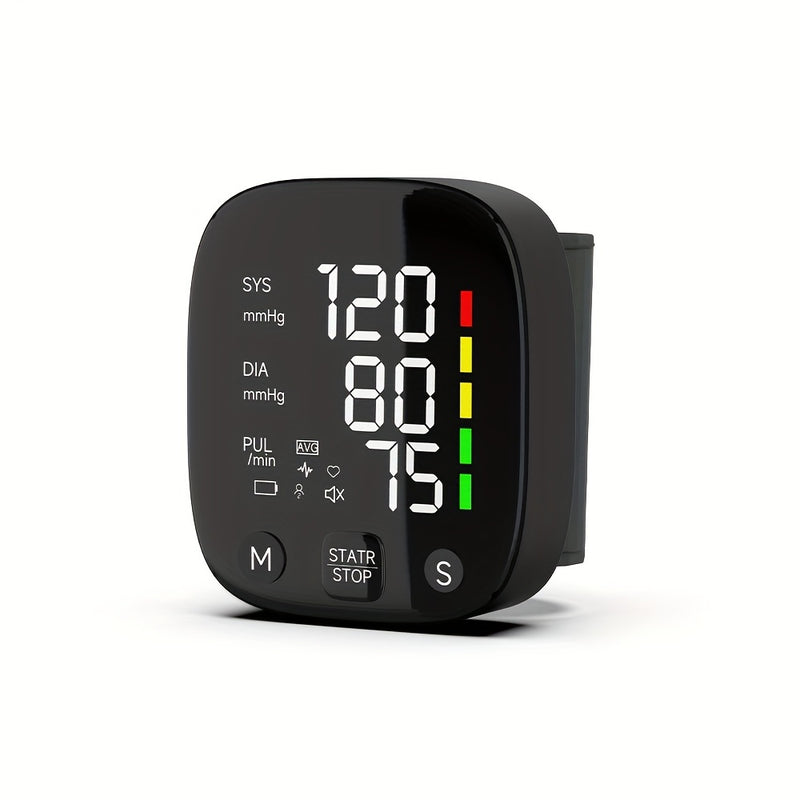 1pc Rechargeable LED Wrist Blood Pressure Monitor with Intelligent Voice Broadcast and Storage Box